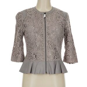 NWT My Tribe Gray Lace Peplum Blouse